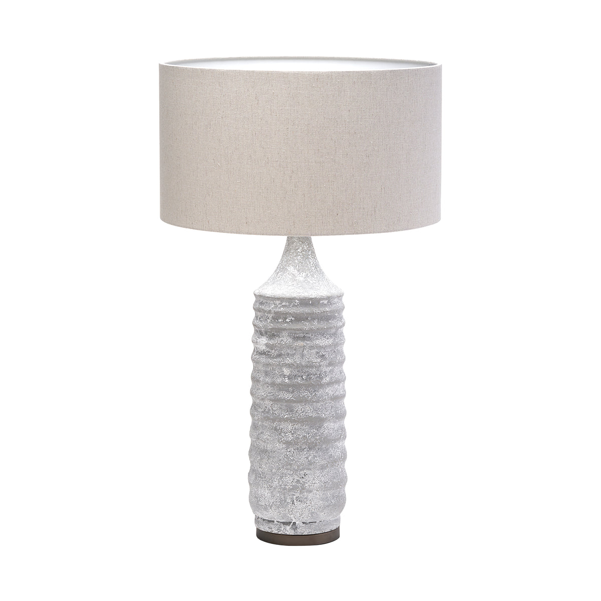 Harlan Table Lamp - Beige Fabric Shade Gray Concrete Base-Table Lamps-DECOROLALA