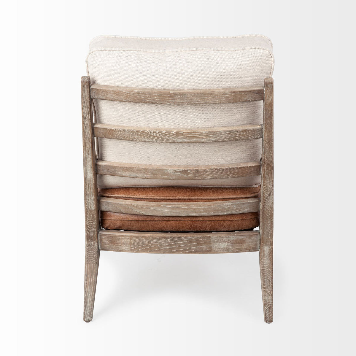 Harman II Cream Fabric and Brown Leather Seat Accent Chair-Accent Chairs-DECOROLALA