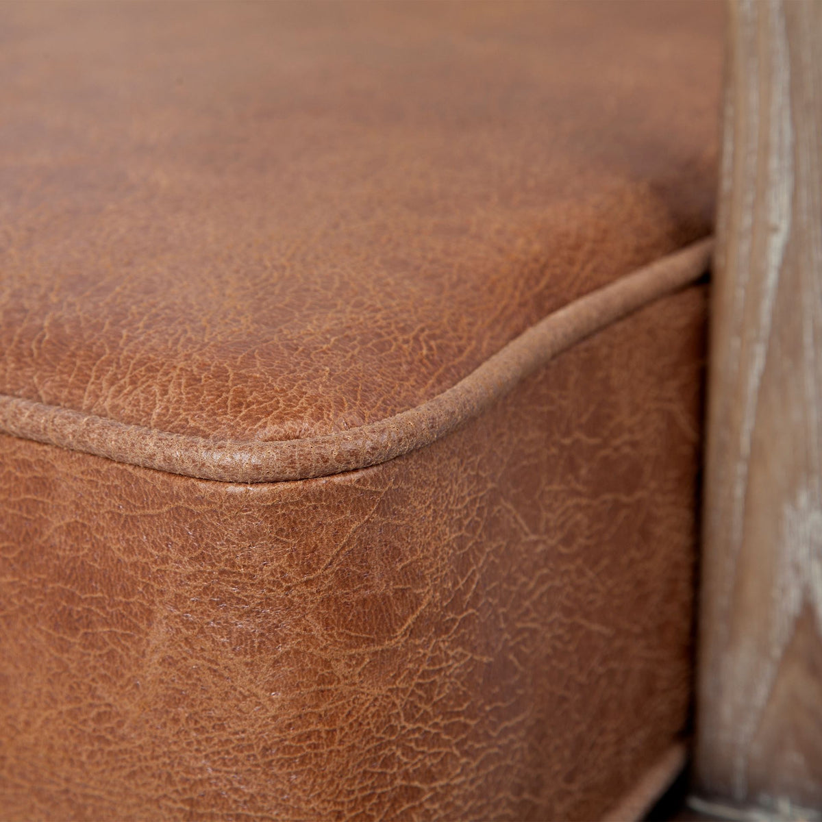 Harman II Cream Fabric and Brown Leather Seat Accent Chair-Accent Chairs-DECOROLALA