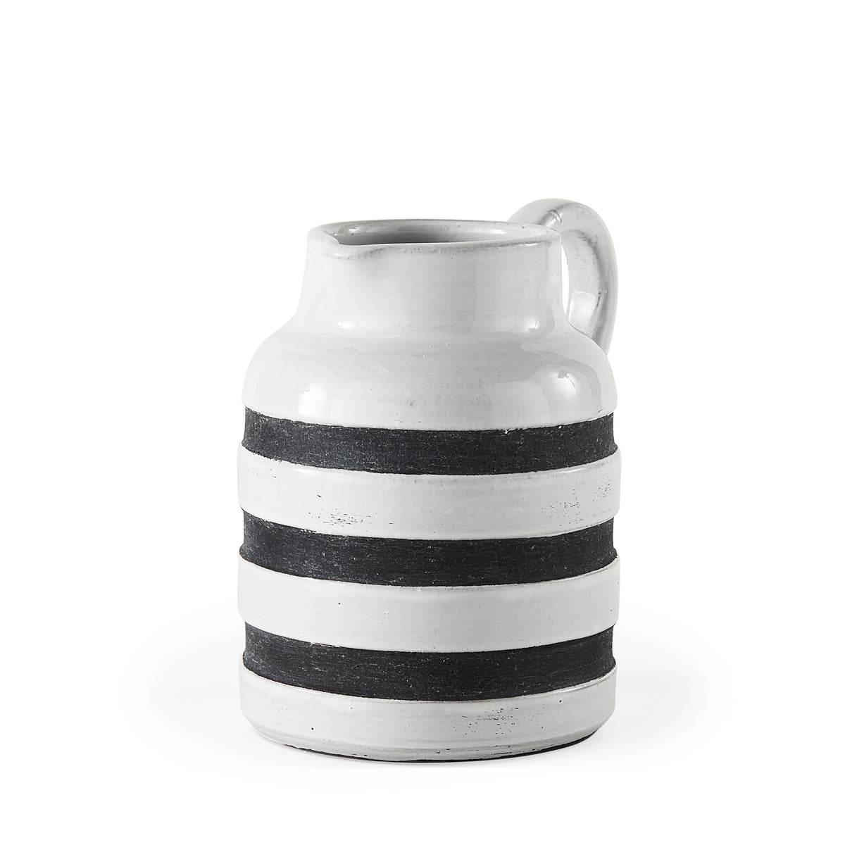 Harmon I Small Ceramic Jug - White with Charcoal Stripes-Jars Jugs Urns-DECOROLALA