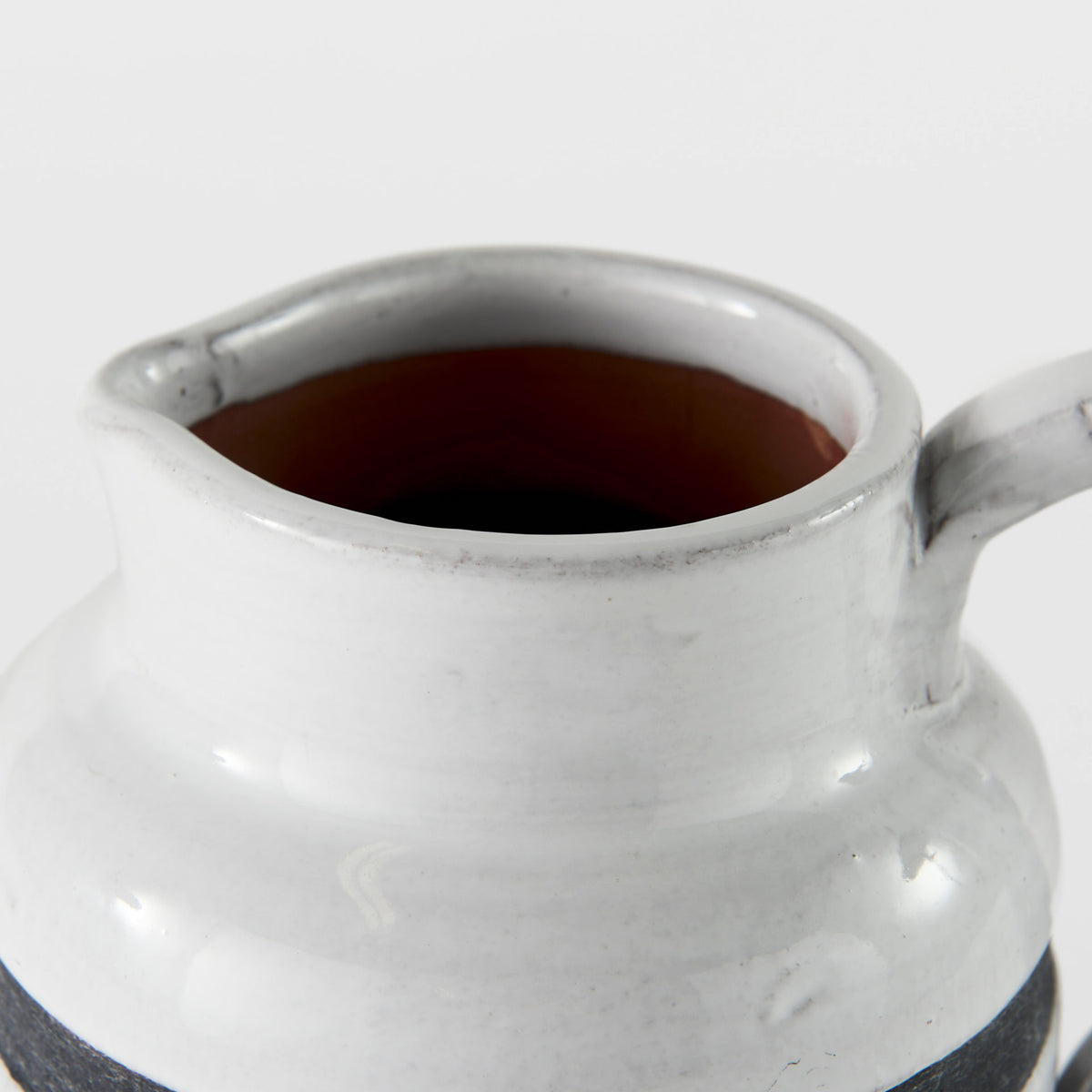 Harmon I Small Ceramic Jug - White with Charcoal Stripes-Jars Jugs Urns-DECOROLALA