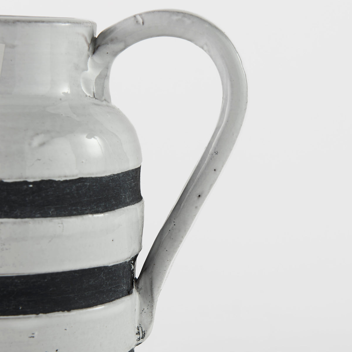 Harmon I Small Ceramic Jug - White with Charcoal Stripes-Jars Jugs Urns-DECOROLALA