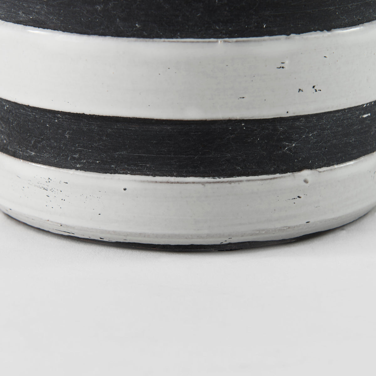 Harmon I Small Ceramic Jug - White with Charcoal Stripes-Jars Jugs Urns-DECOROLALA
