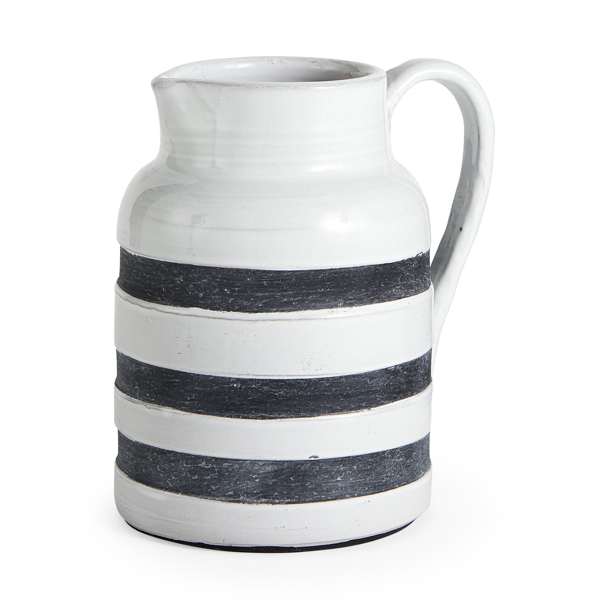 Harmon II Large White w/ Charcoal Stripes Ceramic Jug-Jars Jugs Urns-DECOROLALA