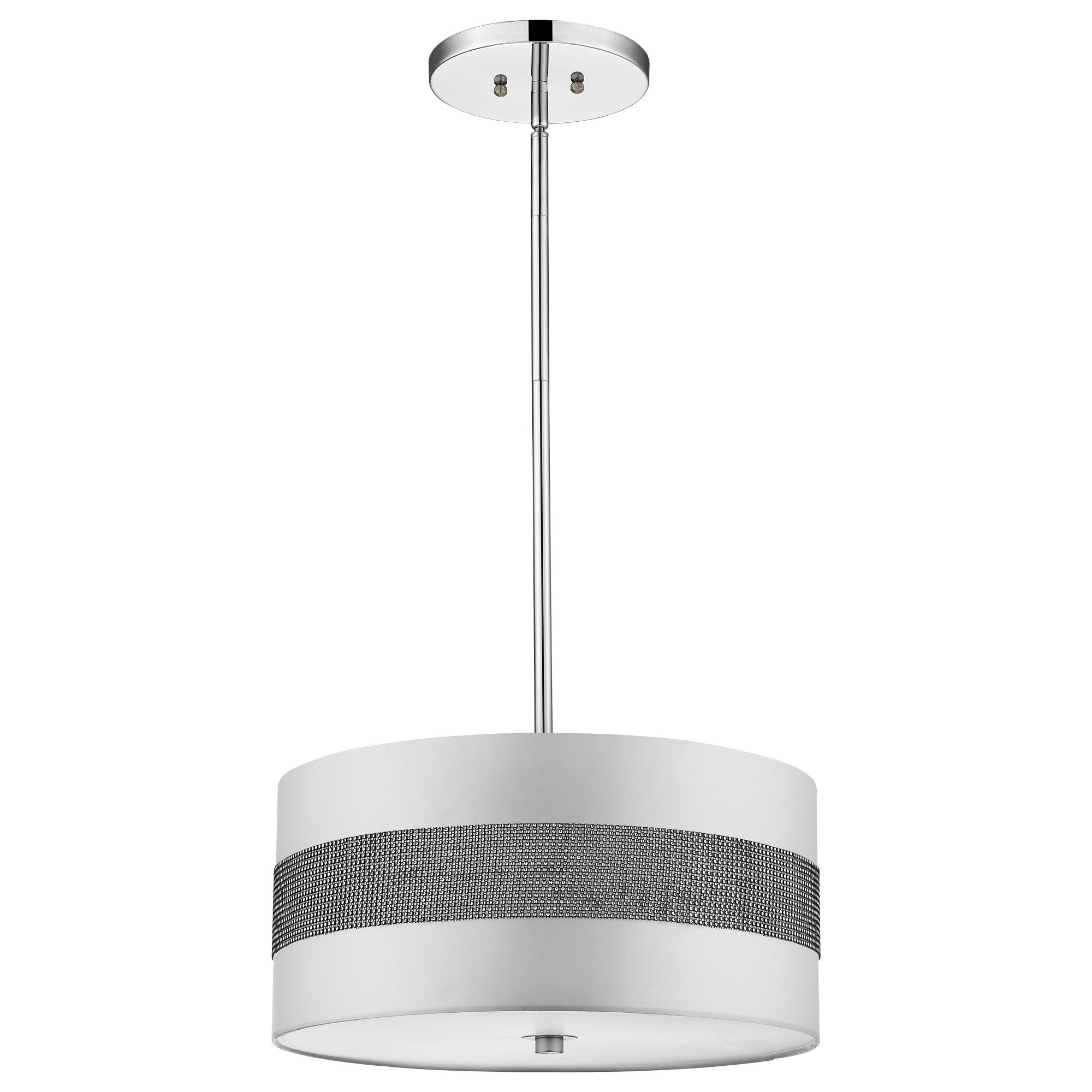 Harmony 3-Light Metallic Silver Pendant With Crystal Studded Platinum Sheen Shade-Pendants-Hanging Lights-DECOROLALA
