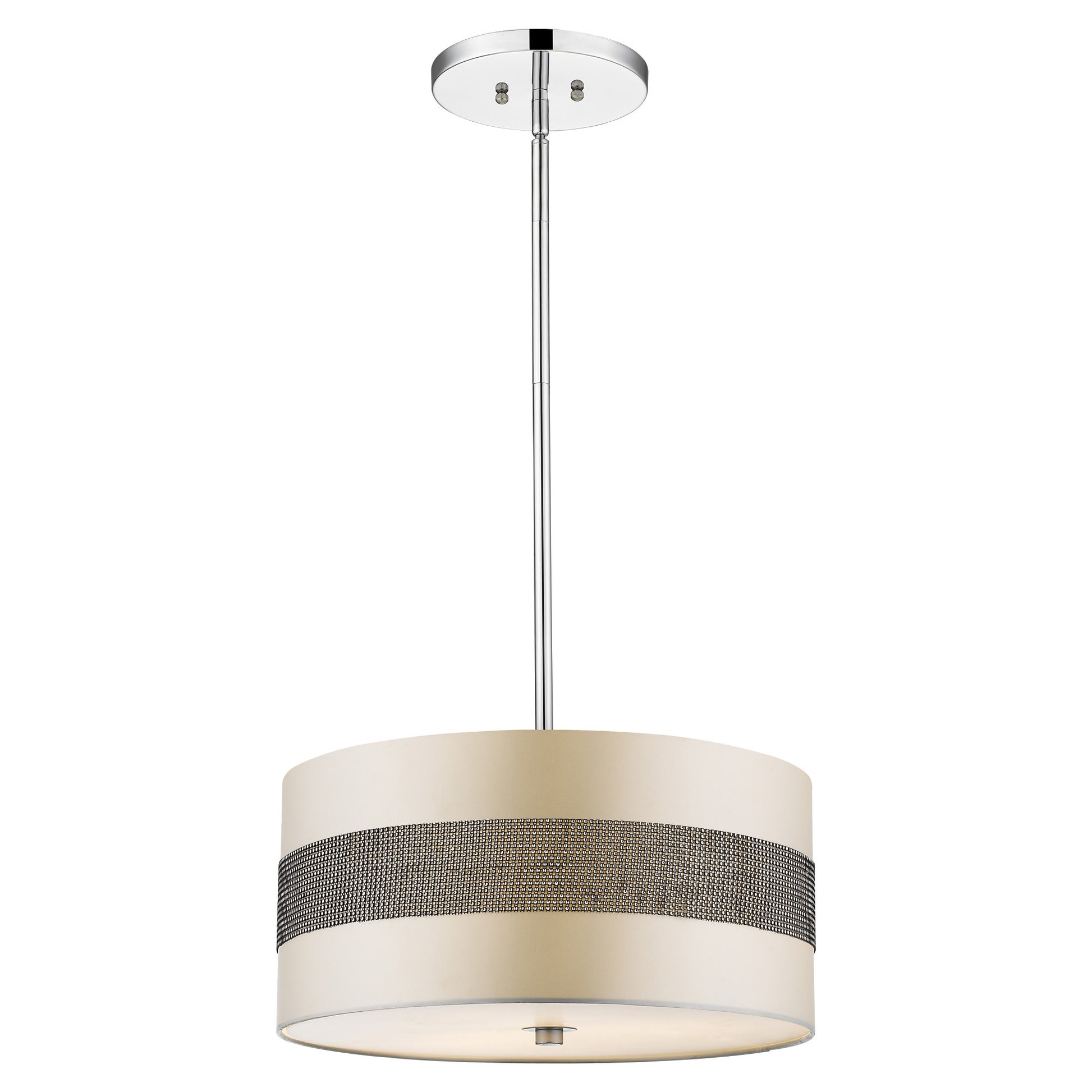 Harmony 3-Light Metallic Silver Pendant With Crystal Studded Platinum Sheen Shade-Pendants-Hanging Lights-DECOROLALA