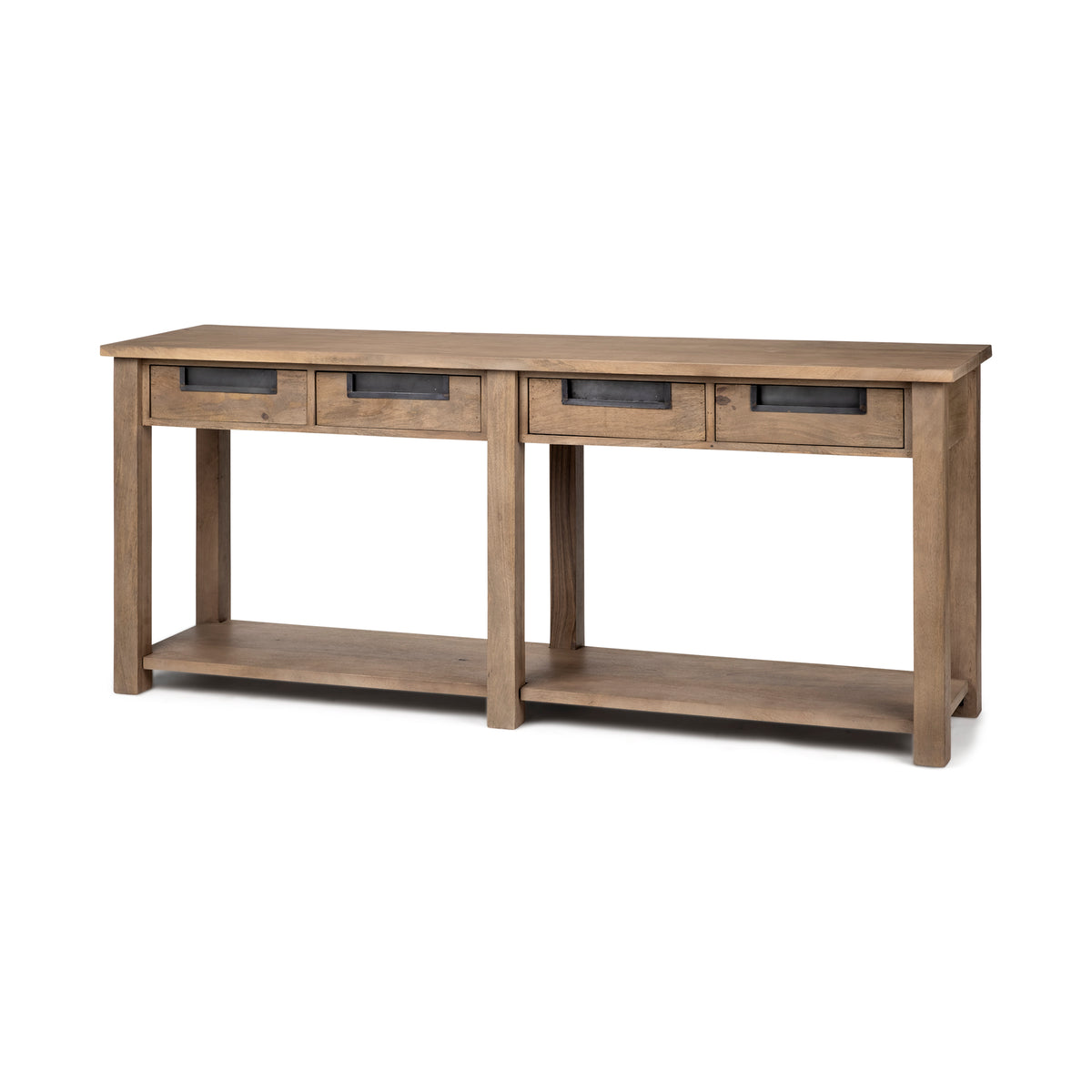 Harrelson III 72L x 18W Brown Wood 4 Drawer Console Table-Console Tables-DECOROLALA