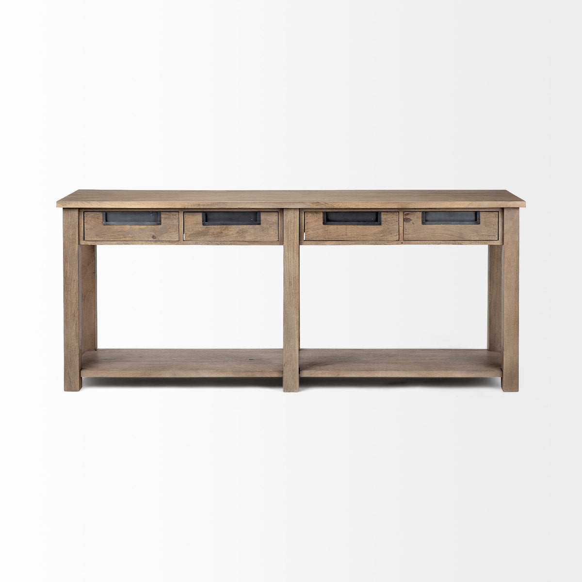 Harrelson III 72L x 18W Brown Wood 4 Drawer Console Table-Console Tables-DECOROLALA