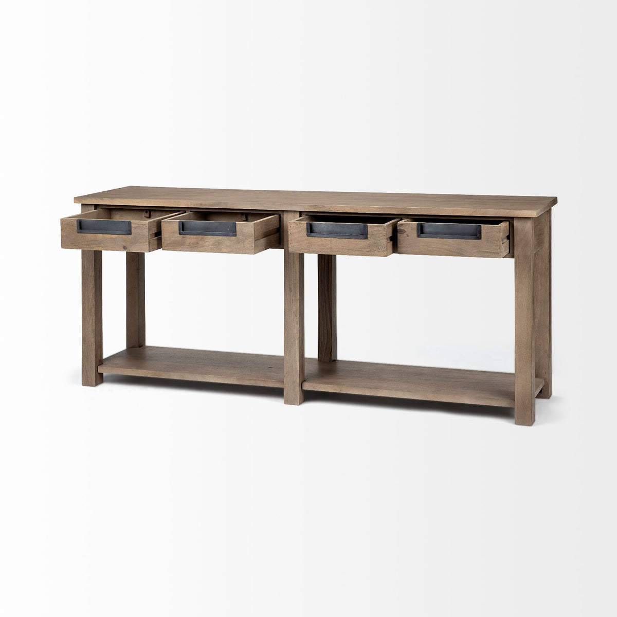 Harrelson III 72L x 18W Brown Wood 4 Drawer Console Table-Console Tables-DECOROLALA