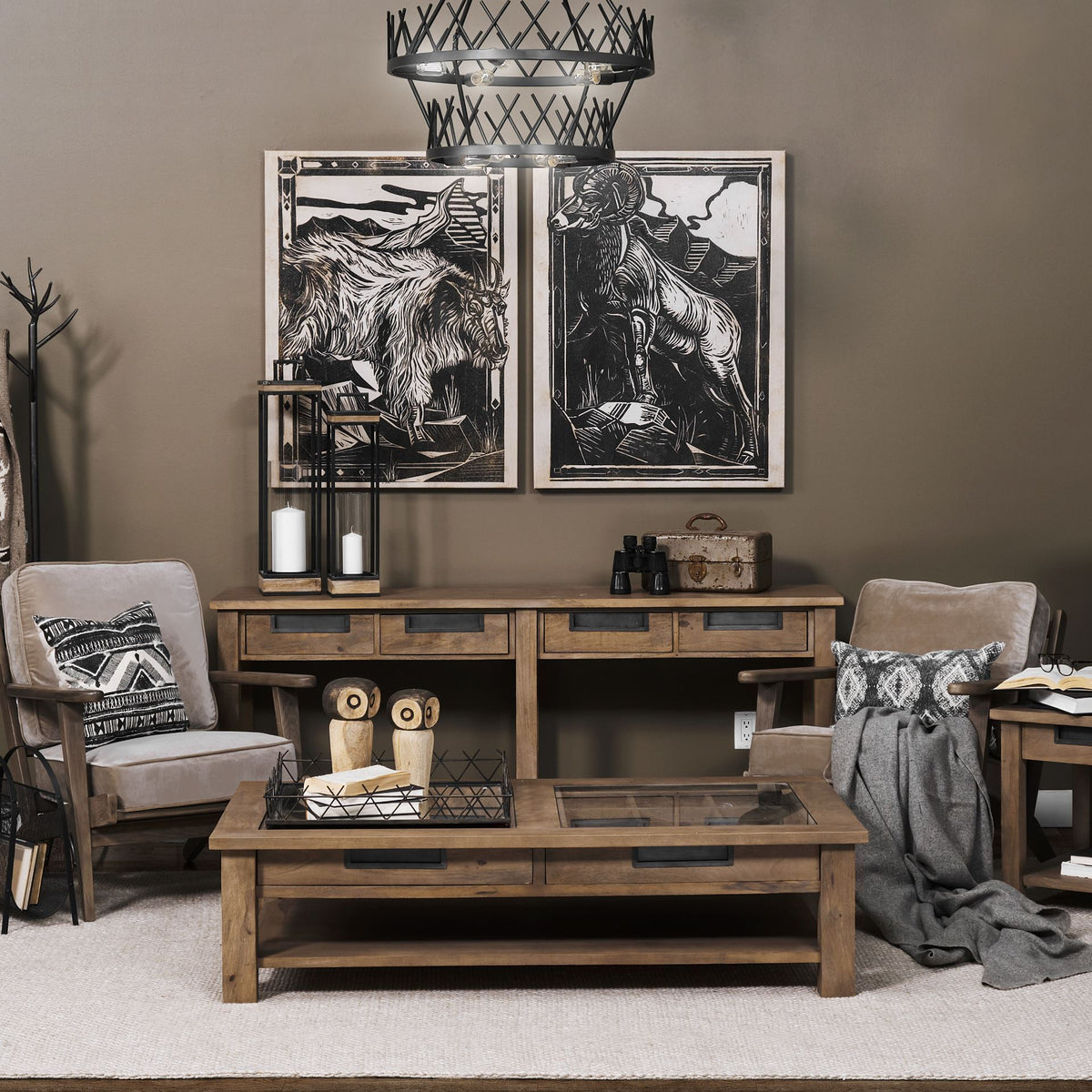 Harrelson III 72L x 18W Brown Wood 4 Drawer Console Table-Console Tables-DECOROLALA