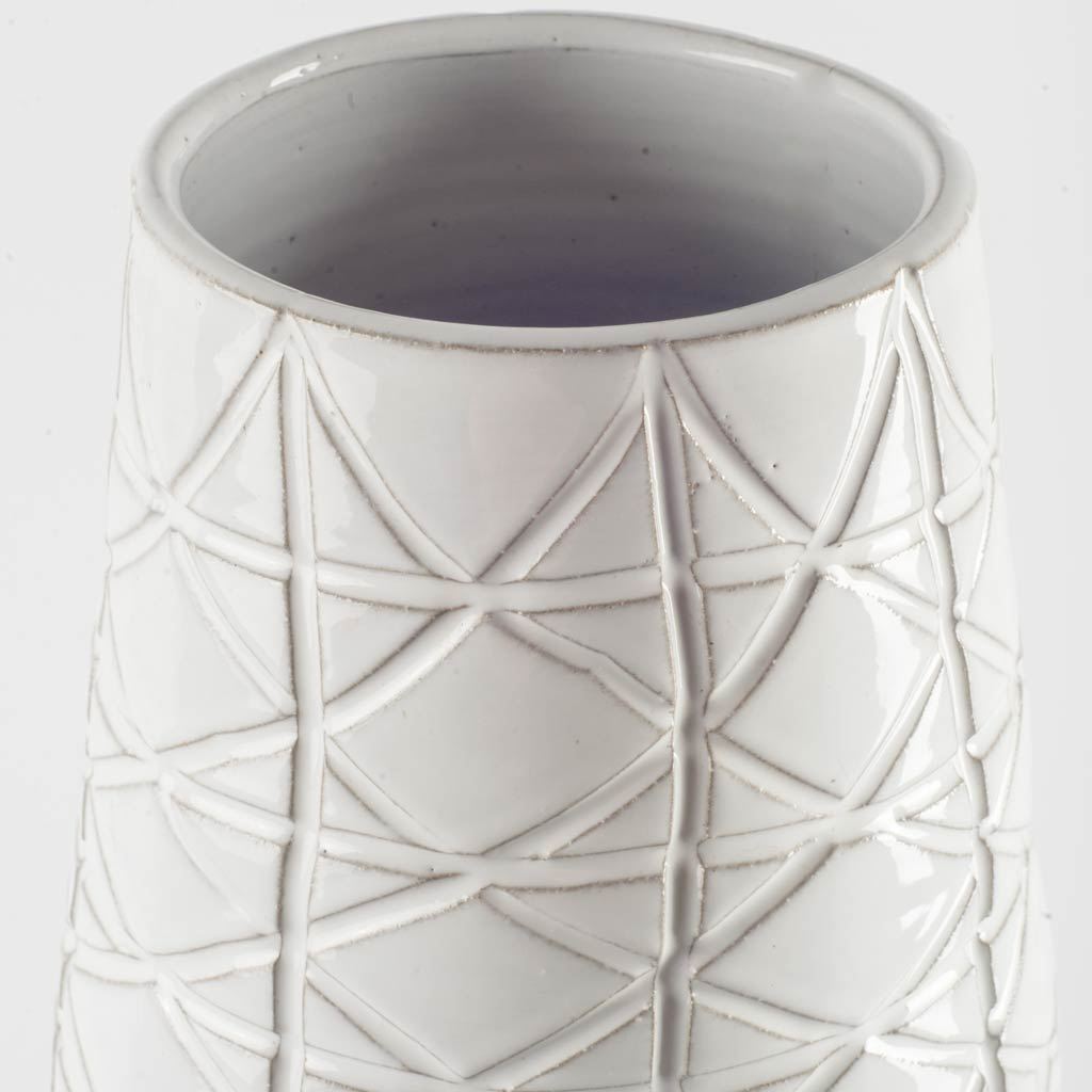 Harrier II Large Gray Ceramic Dark Base White Vase-Vase-DECOROLALA