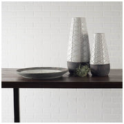 Harrier II Large Gray Ceramic Dark Base White Vase-Vase-DECOROLALA