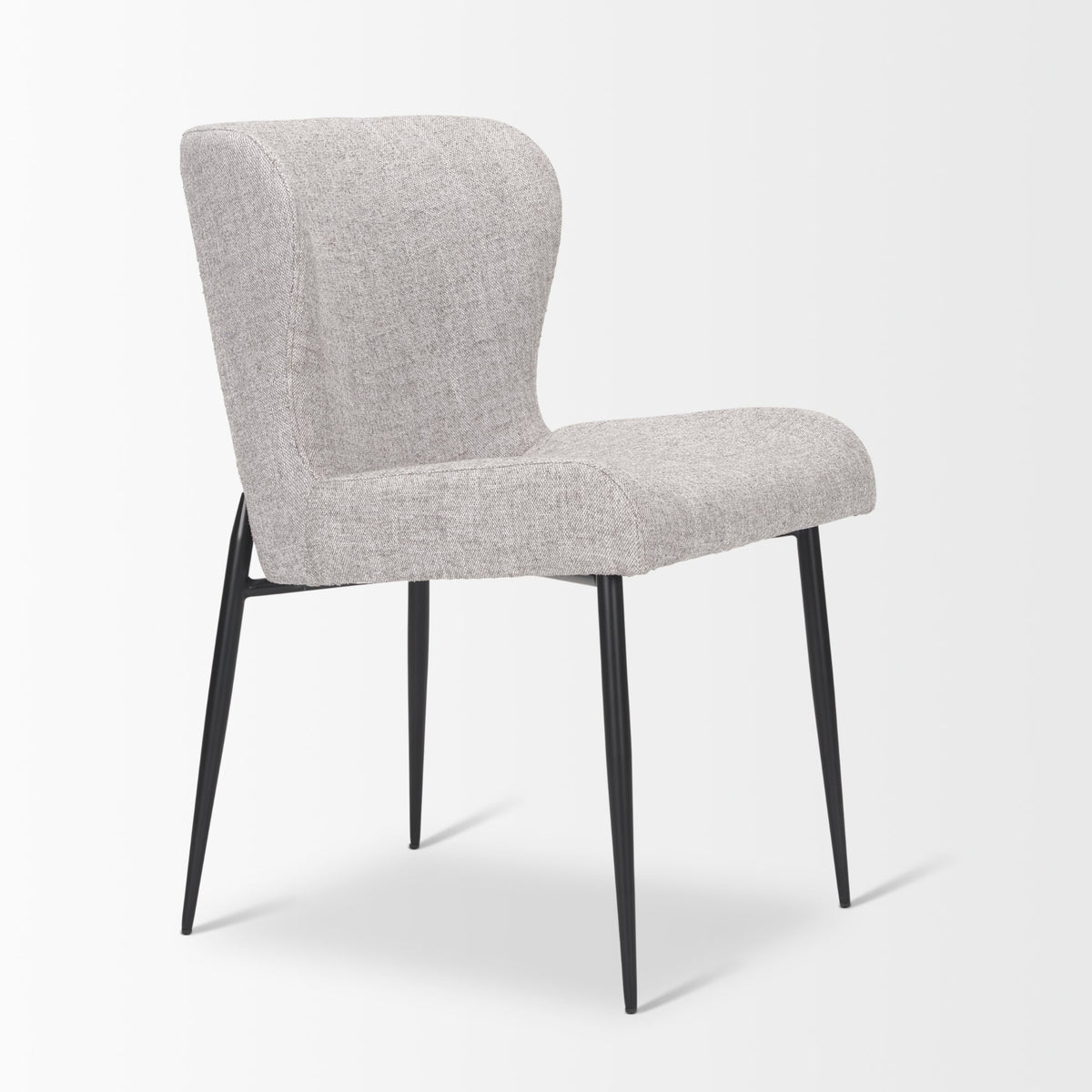 Hartt Dining Chair W/ Matte Black Metal Frame and Gray Fabric-Dining Chairs-DECOROLALA