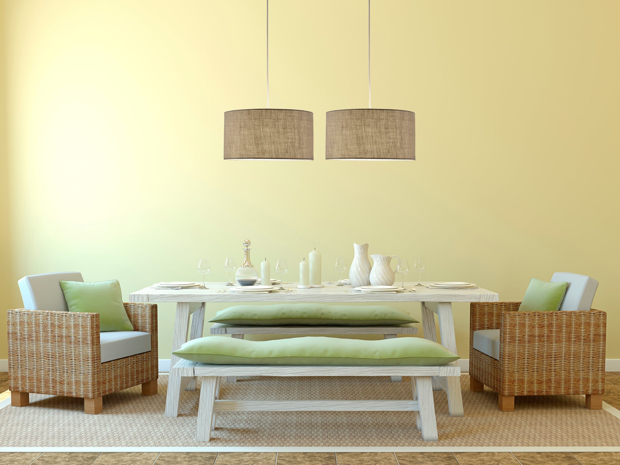 Harvest Drum Pendant - Wheat Burlap Shade-Lighting-DECOROLALA