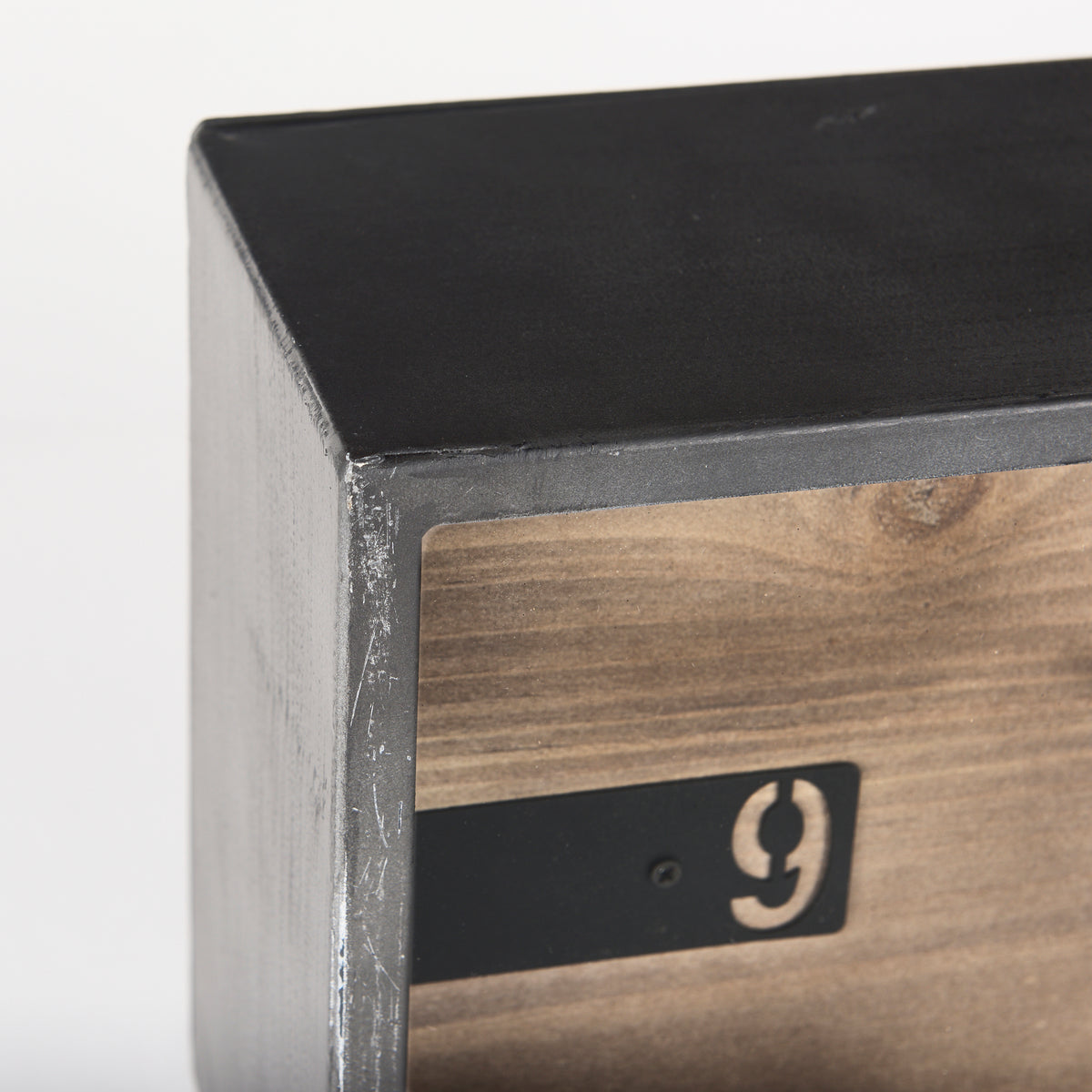 Harvey 13.0L x 4.5W x 8.1H Black Metal and Wood Rectangular Table Clock-Table Clocks-DECOROLALA