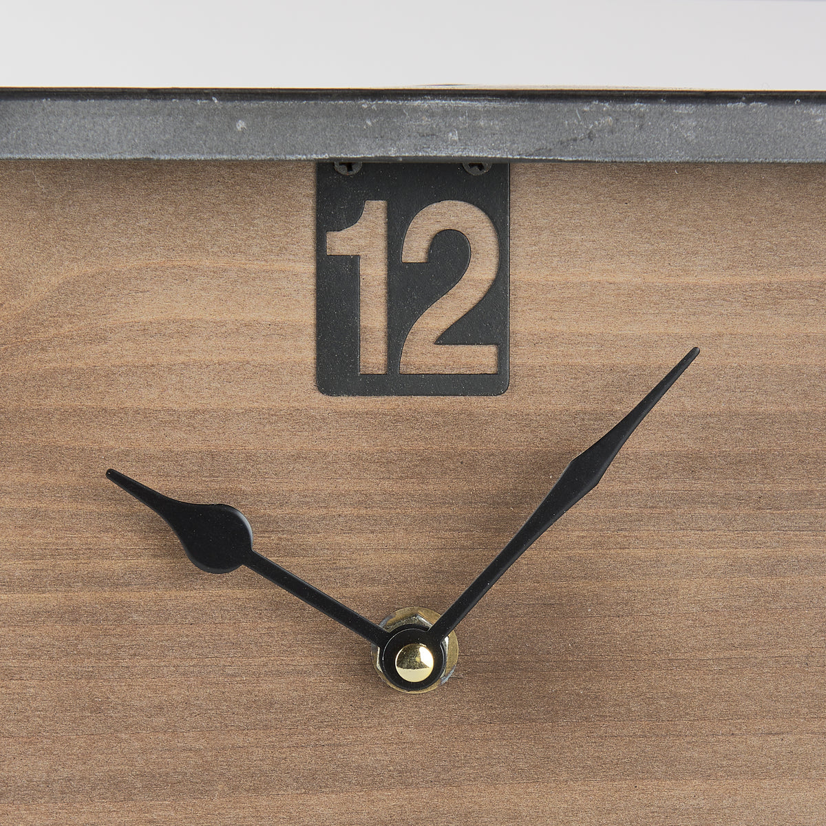 Harvey 13.0L x 4.5W x 8.1H Black Metal and Wood Rectangular Table Clock-Table Clocks-DECOROLALA