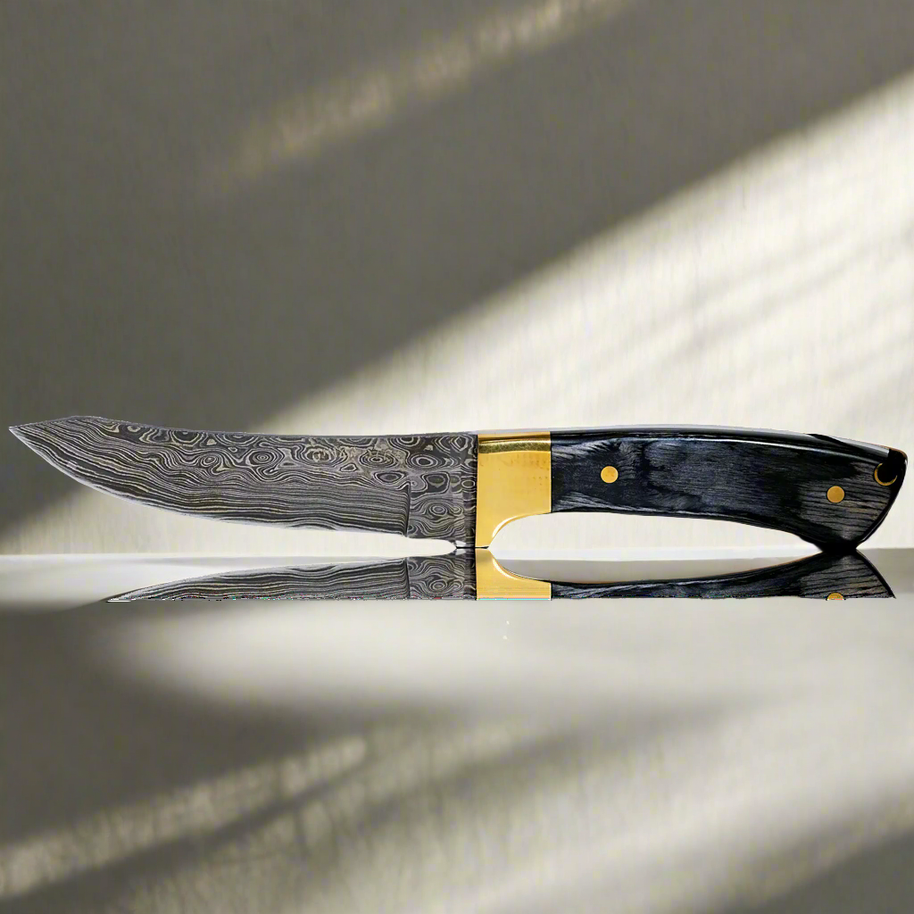 Hatif Hunter Special - Damascus Steel Skinner Knife 5 inch with Leather Sheath-Skinner Knife-DECOROLALA