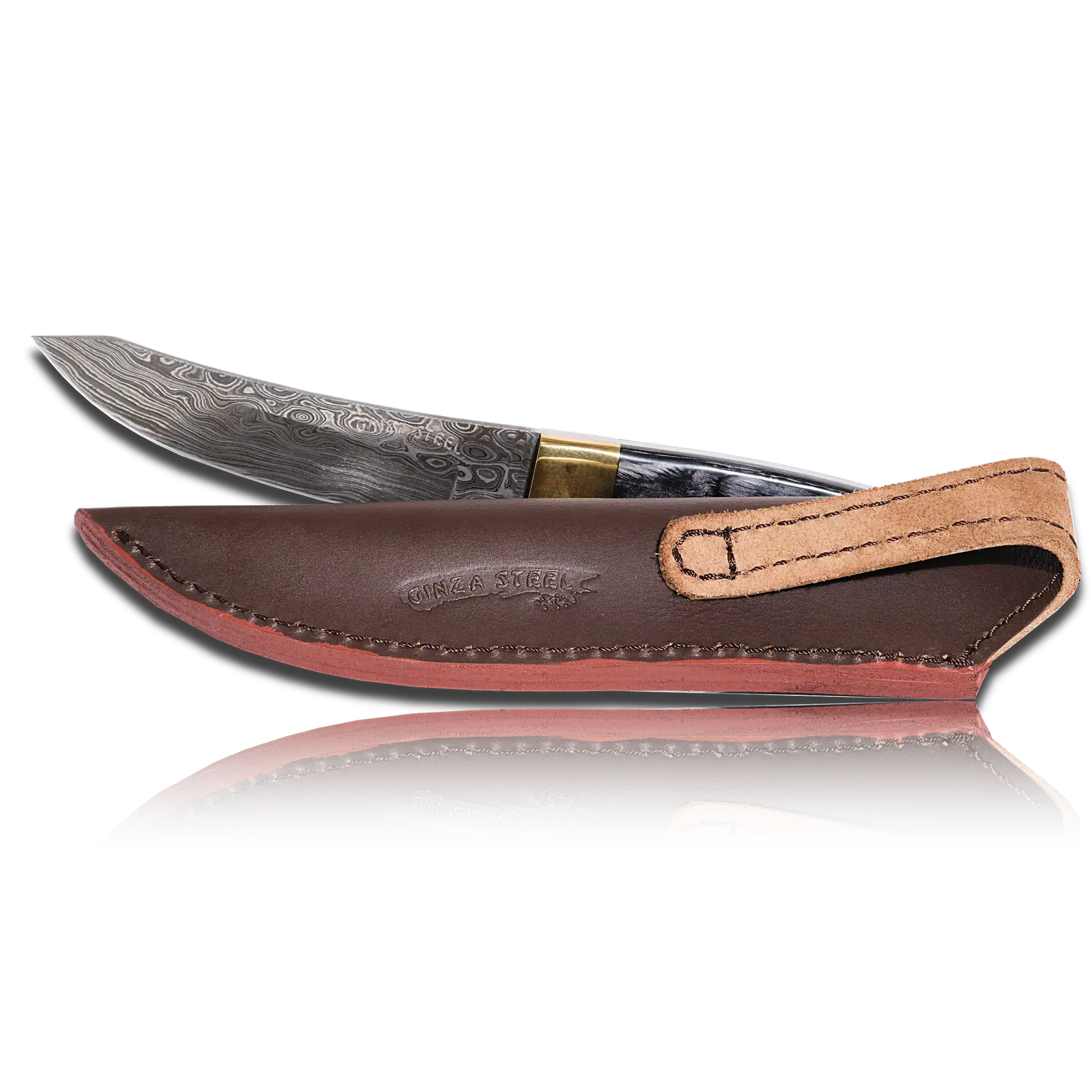Hatif Hunter Special - Damascus Steel Skinner Knife 5 inch with Leather Sheath-Skinner Knife-DECOROLALA