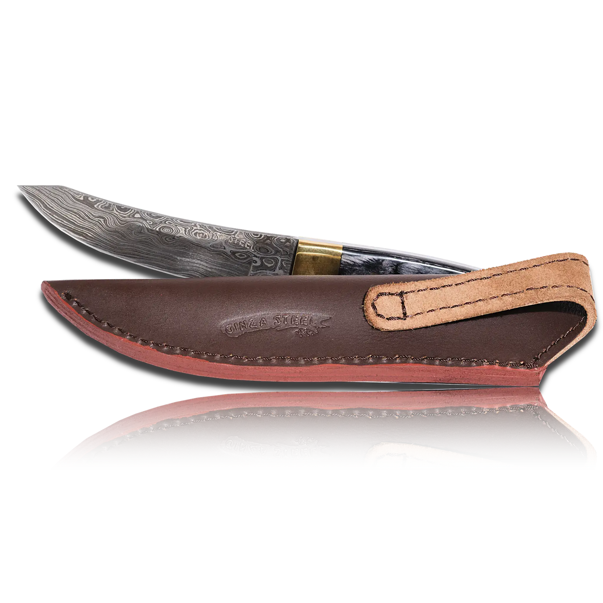 Hatif Hunter Special - Damascus Steel Skinner Knife 5 inch with Leather Sheath-Skinner Knife-DECOROLALA