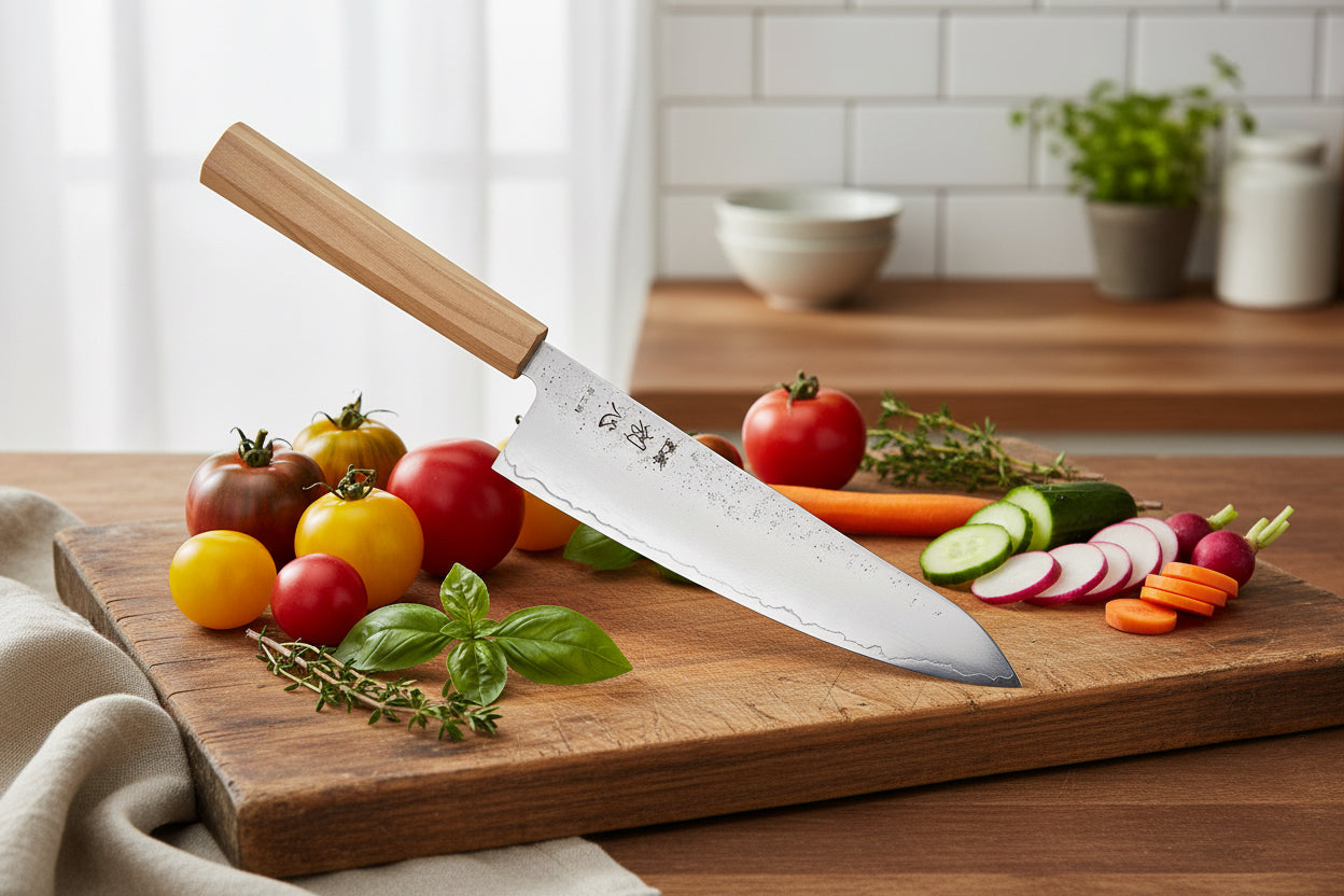 Hatsukokoro Ginrei Silver 3 Gyuto 210mm Olive Wood-GYUTO-DECOROLALA