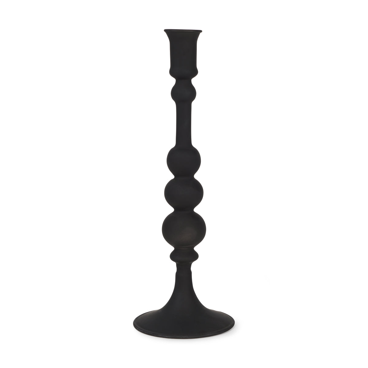 Haute Large Matte Black Blown Glass Candlestick-Candle Holders-DECOROLALA