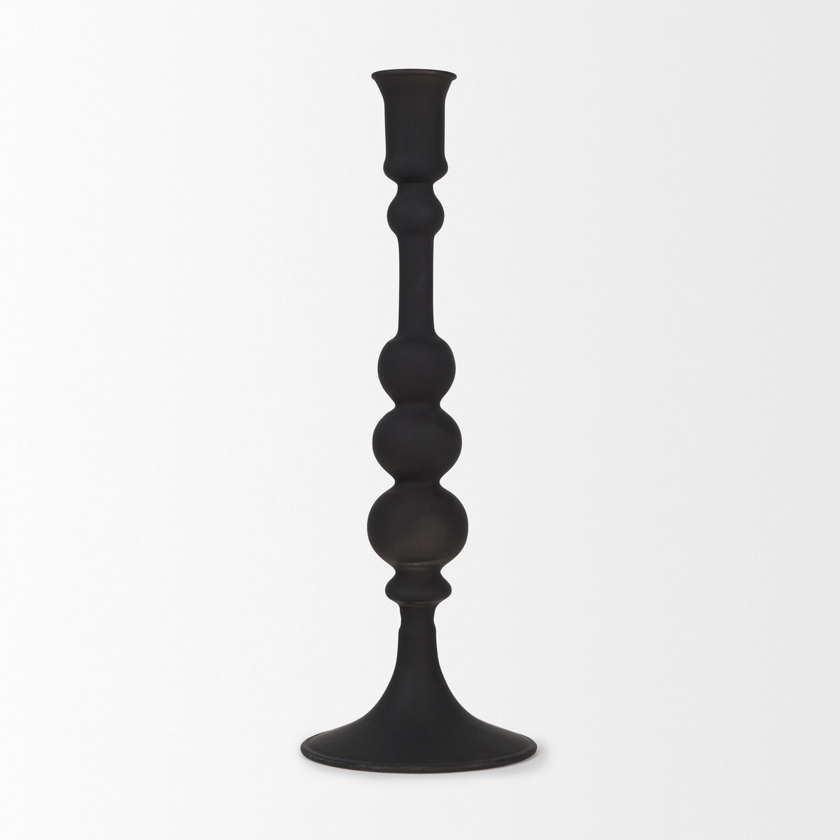 Haute Large Matte Black Blown Glass Candlestick-Table Candle Holders-DECOROLALA