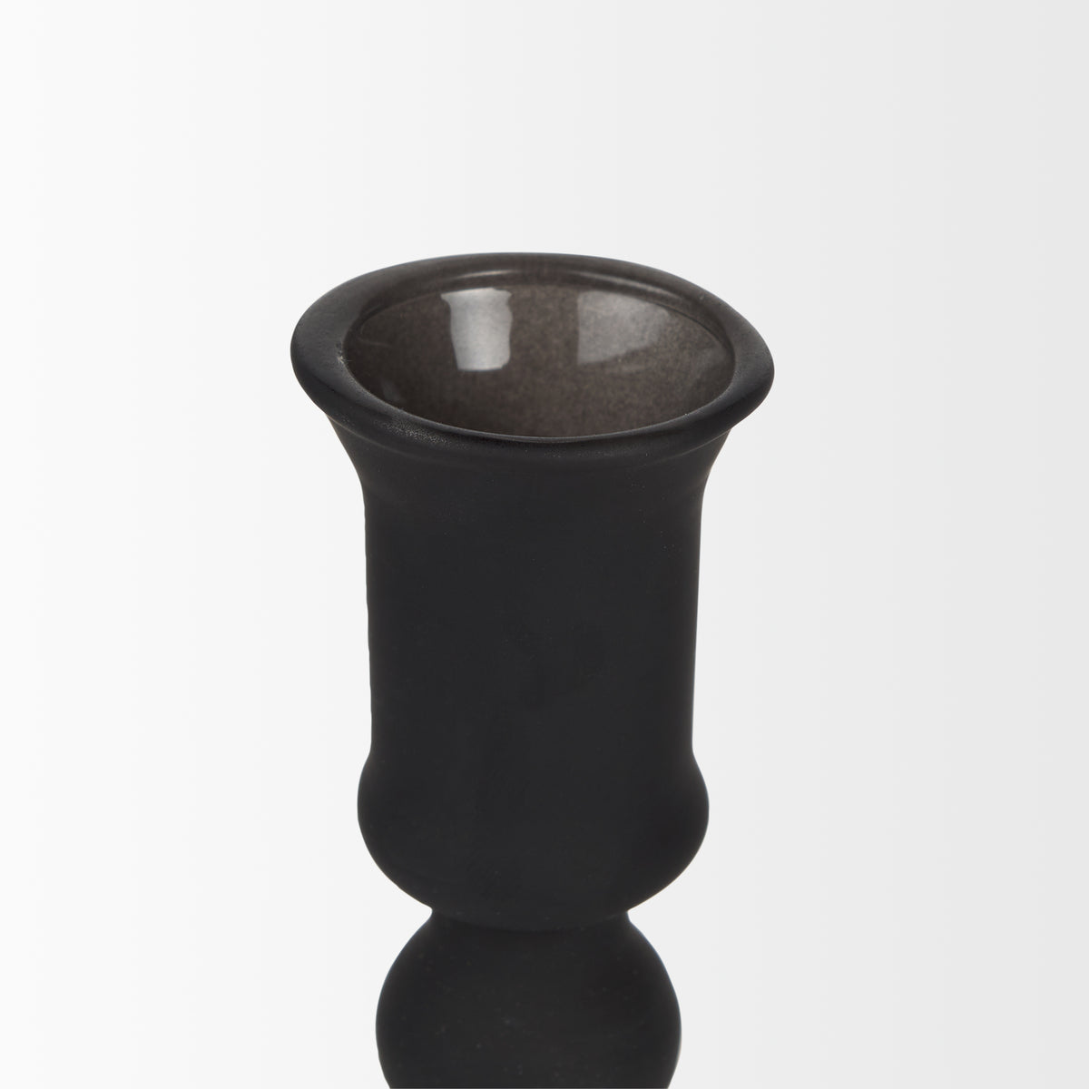 Haute Large Matte Black Blown Glass Candlestick-Table Candle Holders-DECOROLALA