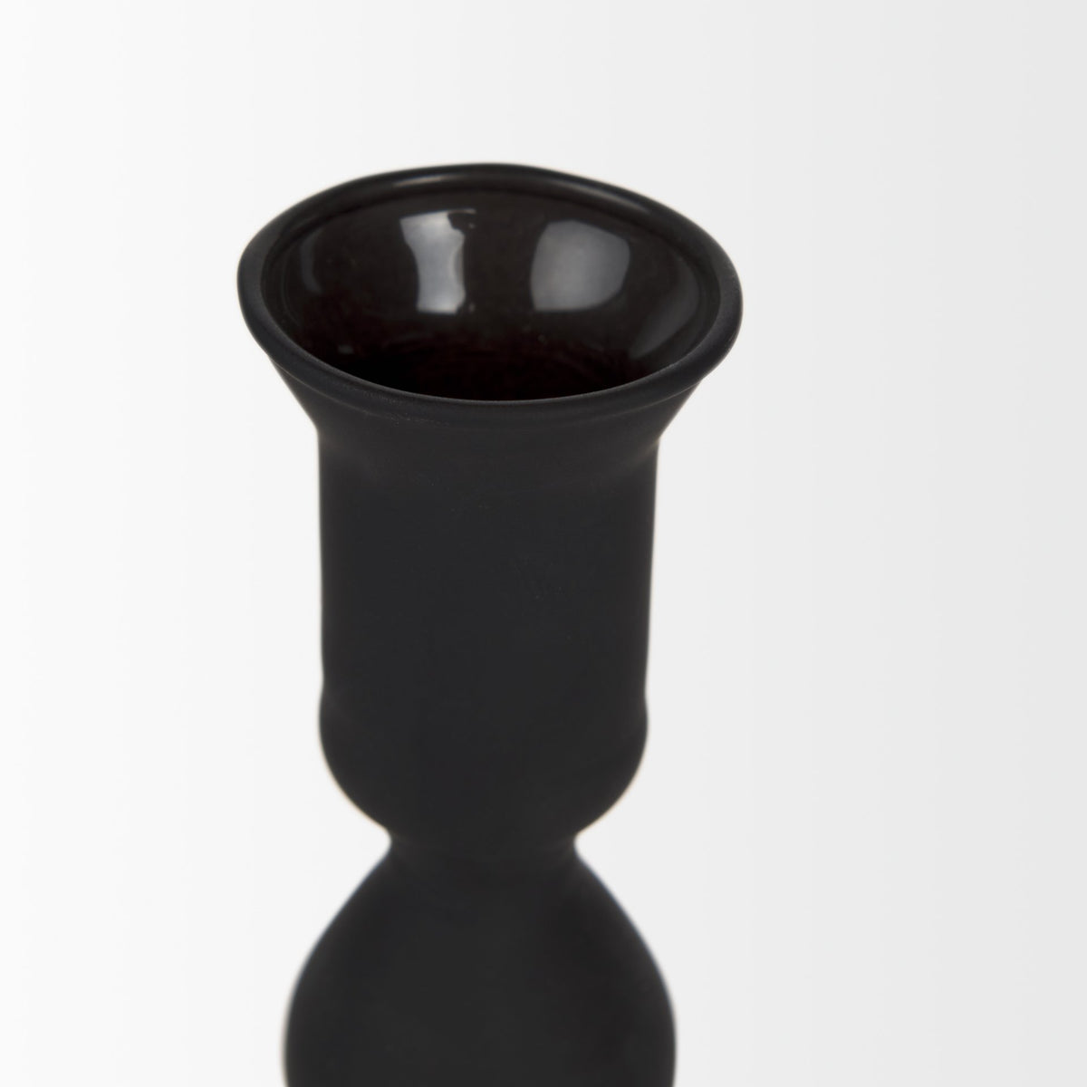 Haute Medium Matte Black Blown Glass Candlestick-Table Candle Holders-DECOROLALA