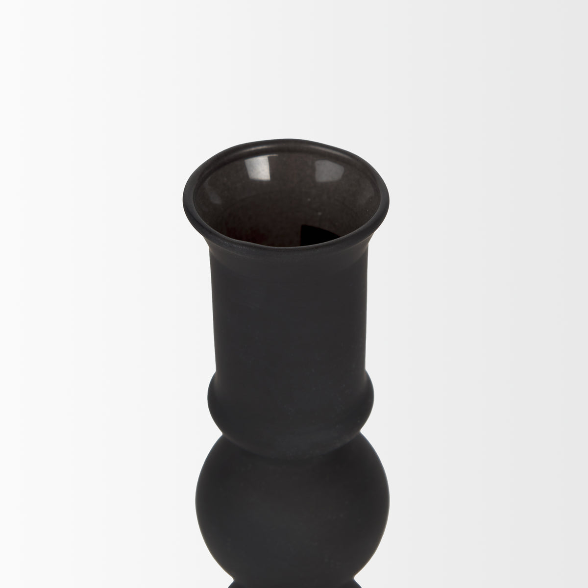 Haute Small Matte Black Blown Glass Candlestick-Table Candle Holders-DECOROLALA