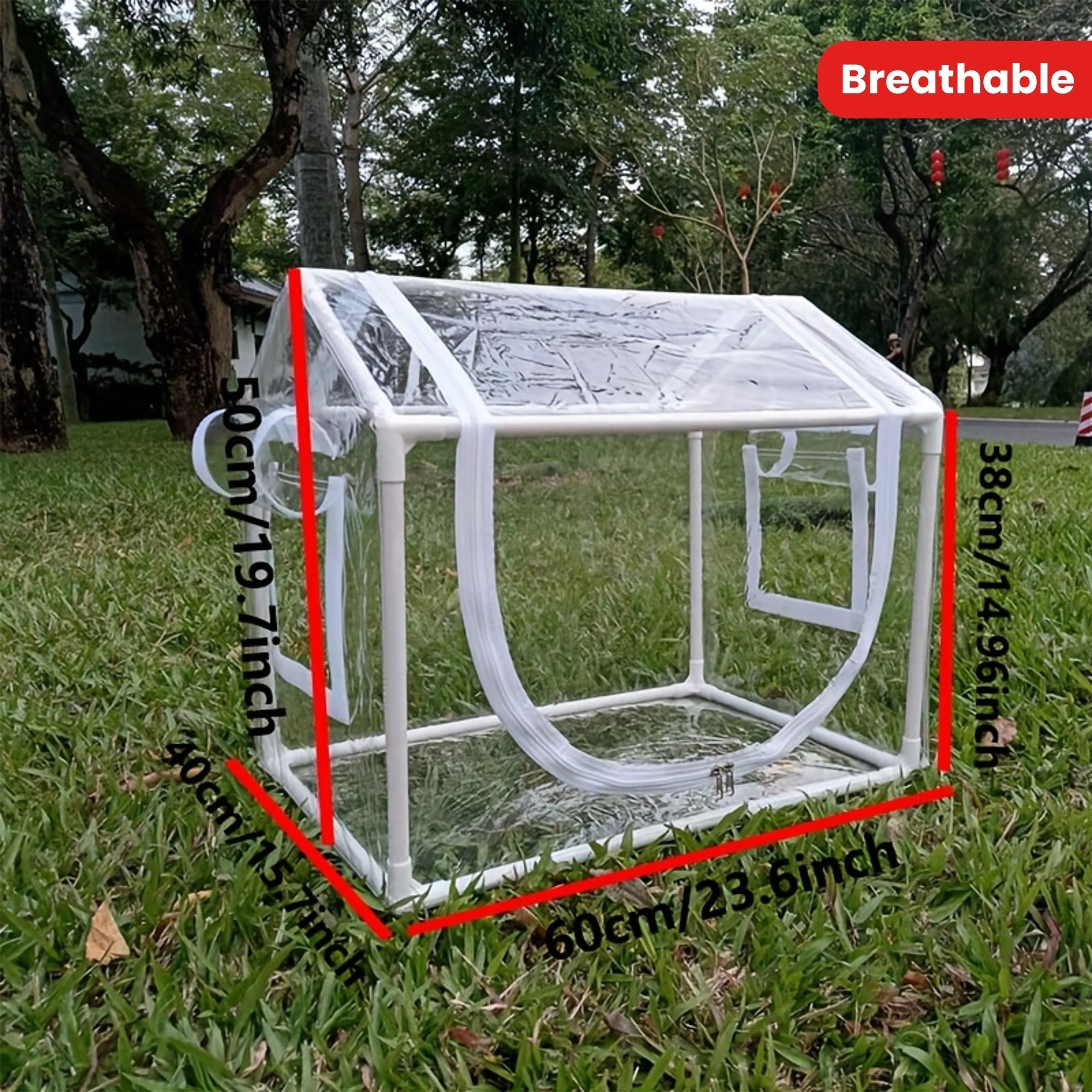 Haven Ventilated Indoor/Outdoor Cat House - Transparent 60cm-Cat Furniture-DECOROLALA