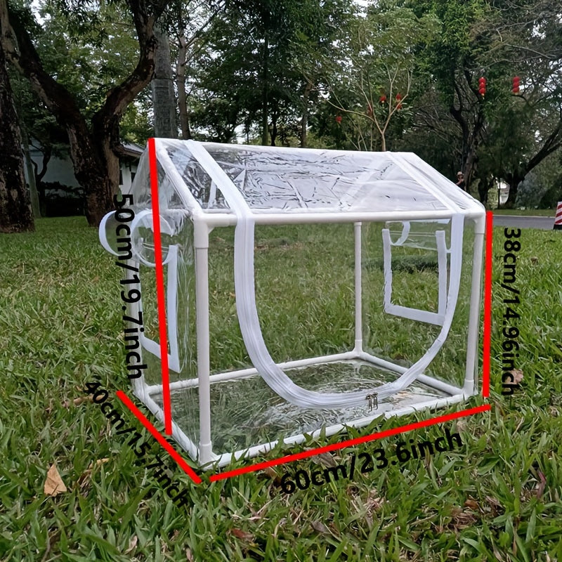 Haven Ventilated Indoor/Outdoor Cat House - Transparent 60cm-Cat Furniture-DECOROLALA