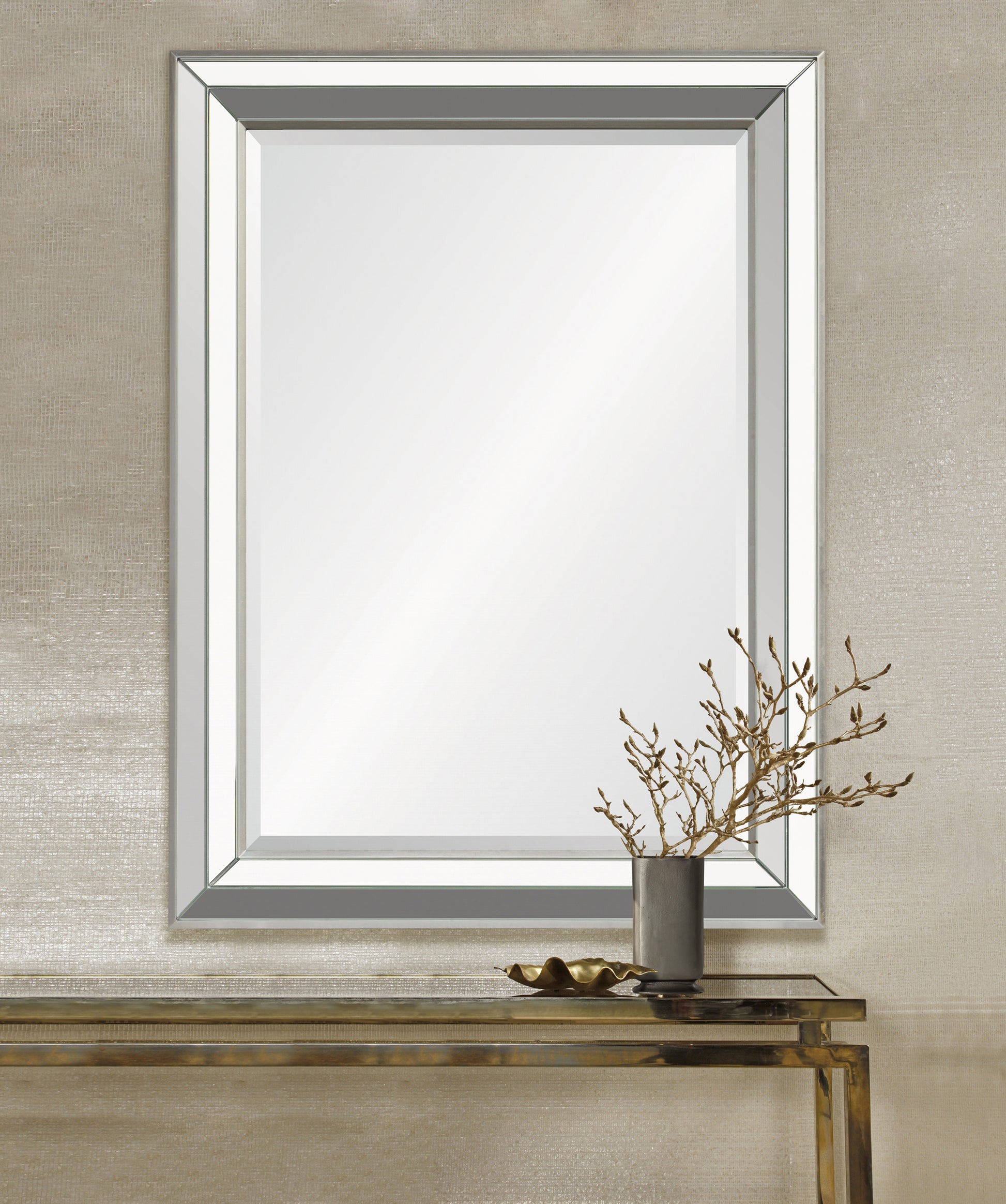 Hawkwell 40" Tall Rectangle Wall Mirror, Grey-Mirror-DECOROLALA