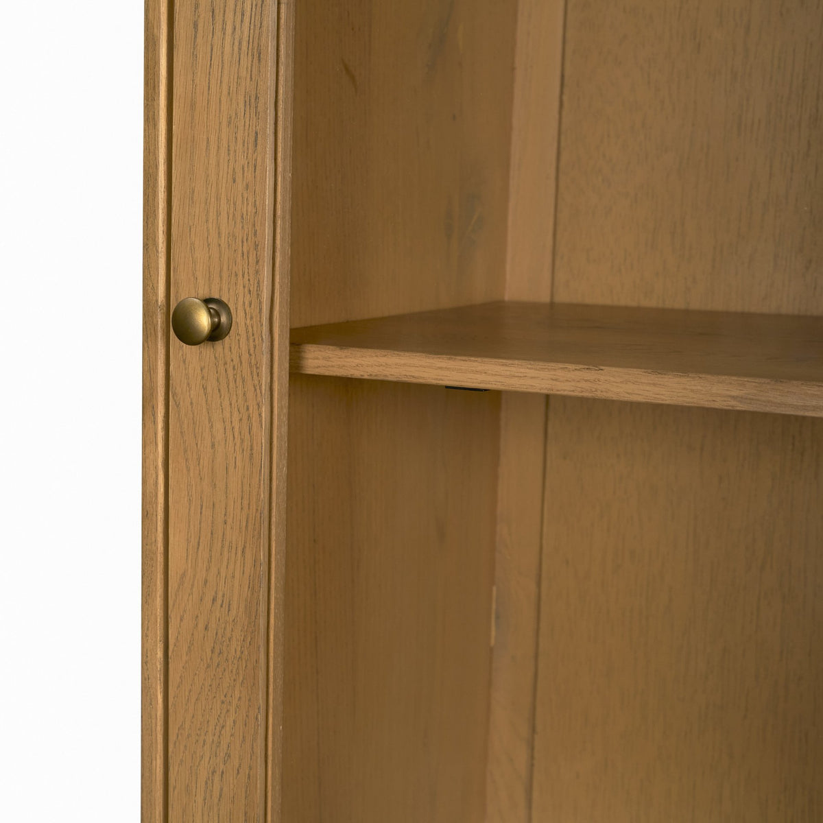 Hawthorne Solid Oak Wood w/ Glass Curio Cabinet-Cabinets-DECOROLALA