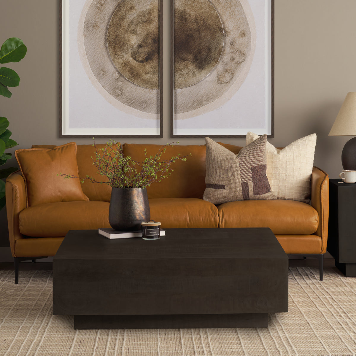 Hayden Dark Brown Wood Square Coffee Table-Coffee Tables-DECOROLALA