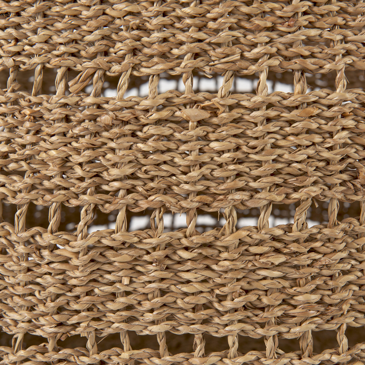 Hayes 17.7L x 17.7W x 11.8H (Set of 2) Medium Brown Seagrass Round Basket with Stripe Pattern-Decorative Baskets-DECOROLALA