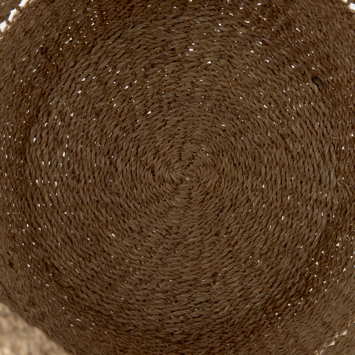 Hayes 17.7L x 17.7W x 11.8H (Set of 2) Medium Brown Seagrass Round Basket with Stripe Pattern-Decorative Baskets-DECOROLALA