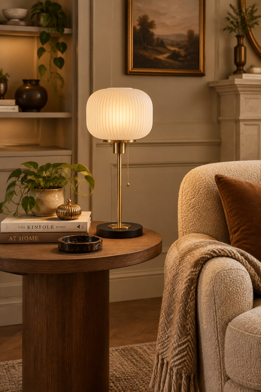 Hazel Table Lamp - Antique Brass Black-Lighting-DECOROLALA
