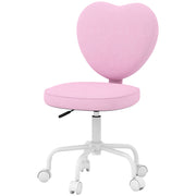 Heart-Shaped Office Chair - Pink Linen Adjustable Height-Office Products > Office Furniture > Office Chairs > Task Chairs-DECOROLALA