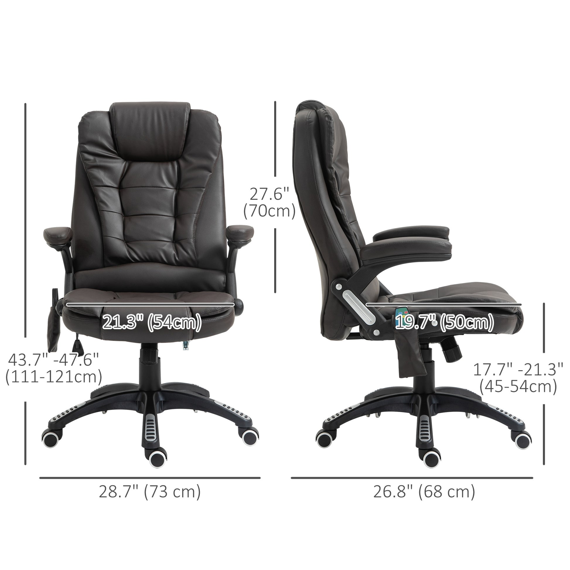 Heated Massage Office Chair - Brown Faux Leather Executive-Office Products > Office Furniture > Office Chairs > Massage Chairs-DECOROLALA