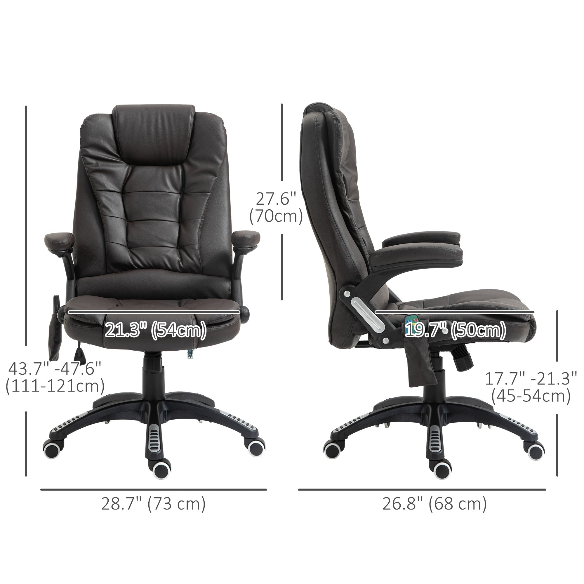 Heated Massage Office Chair - Brown Faux Leather Executive-Office Products > Office Furniture > Office Chairs > Massage Chairs-DECOROLALA