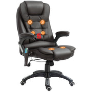 Heated Massage Office Chair - Brown Faux Leather Executive-Office Products > Office Furniture > Office Chairs > Massage Chairs-DECOROLALA