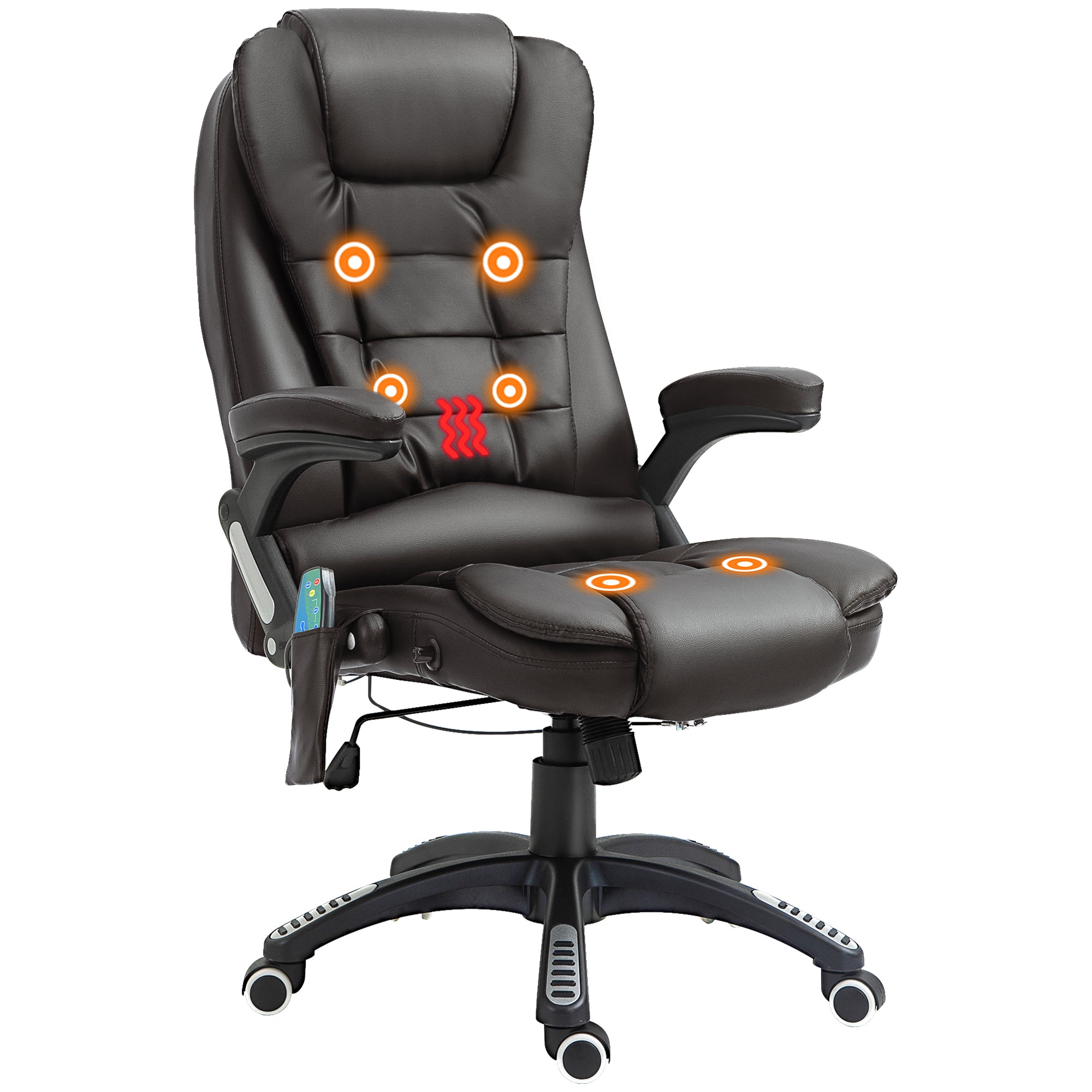 Heated Massage Office Chair - Brown Faux Leather Executive-Office Products > Office Furniture > Office Chairs > Massage Chairs-DECOROLALA