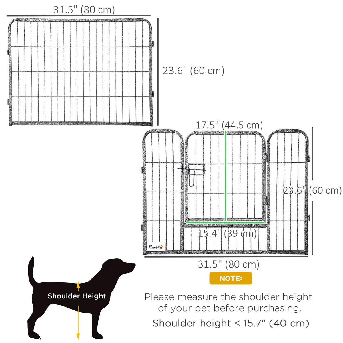 Heavy Duty 16-Panel Dog Playpen - Grey Steel 23.5" Height-Dogs-DECOROLALA