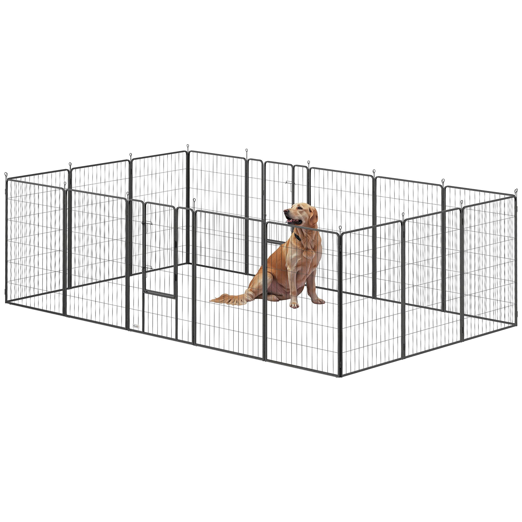 Heavy Duty 16-Panel Steel Pet Playpen - 47" Height Black-Dogs-DECOROLALA