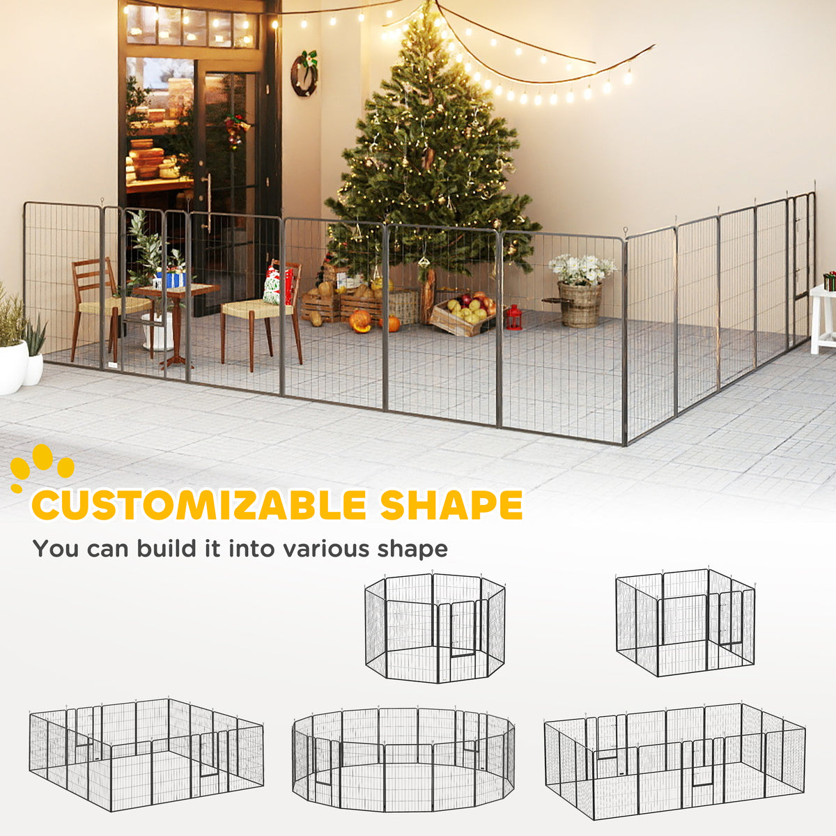 Heavy Duty 16-Panel Steel Pet Playpen - 47" Height Black-Dogs-DECOROLALA