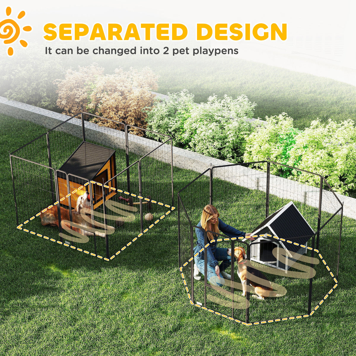 Heavy Duty 16-Panel Steel Pet Playpen - 47" Height Black-Dogs-DECOROLALA