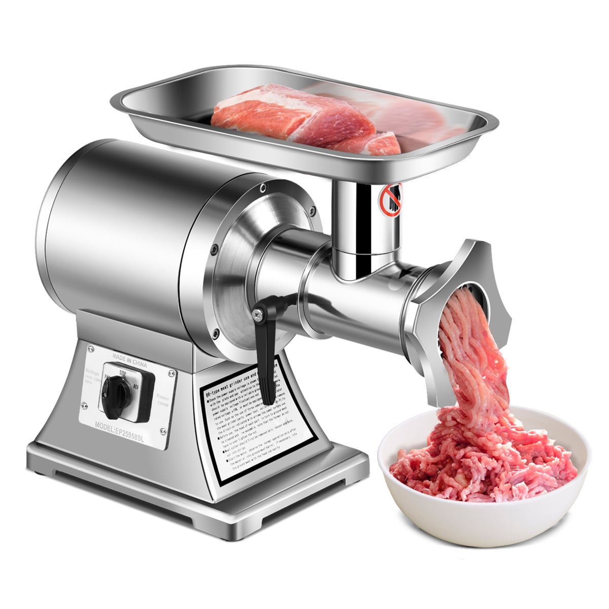 Heavy Duty 1.5HP 1100W 550LB/h Commercial Grade Meat Grinder-Food Grinders & Mills-DECOROLALA
