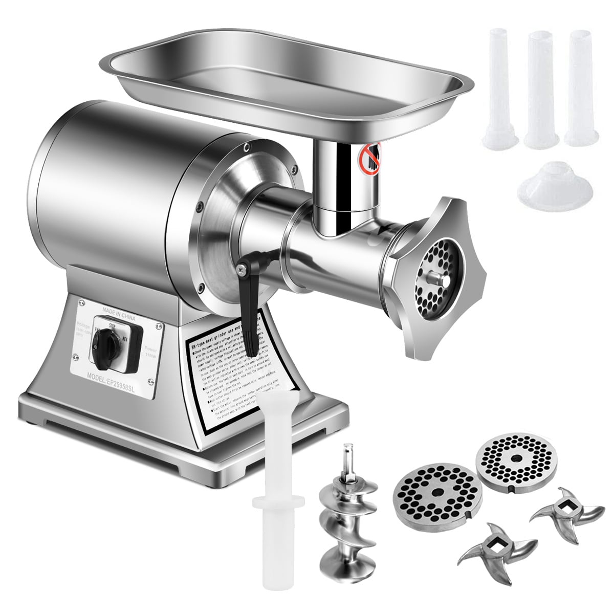 Heavy Duty 1.5HP 1100W 550LB/h Commercial Grade Meat Grinder-Food Grinders & Mills-DECOROLALA