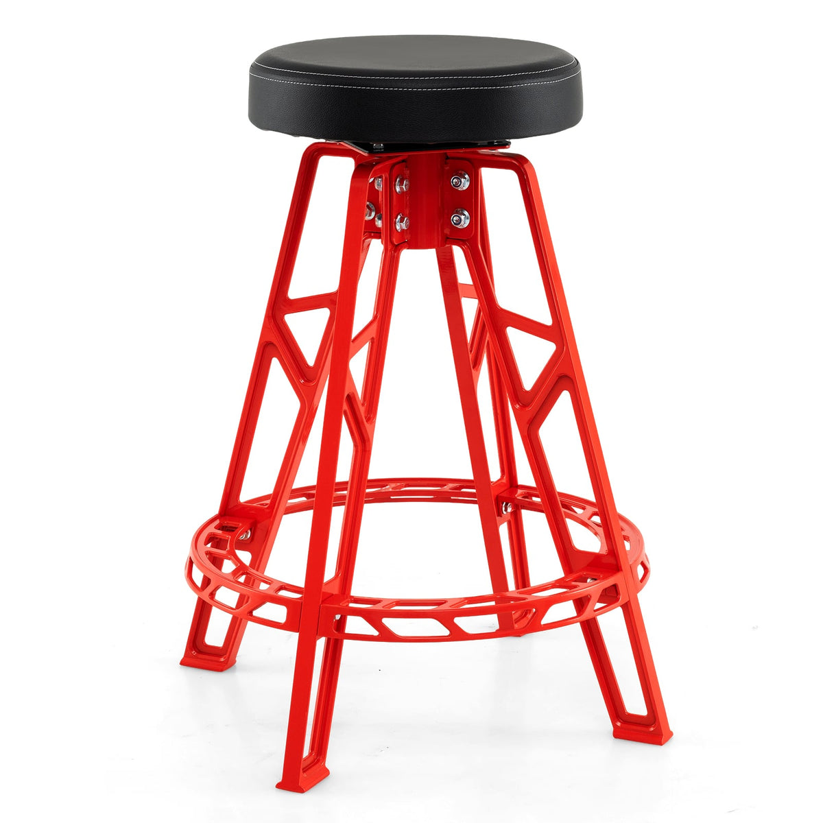 Heavy-Duty Aluminum Garage Bar Chair with 360° Swiveling Seat-Red-Garages-DECOROLALA
