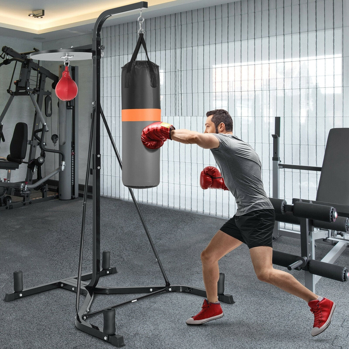 Heavy Duty Boxing Punching Stand With Heavy Bag-Boxing & Martial Arts-DECOROLALA